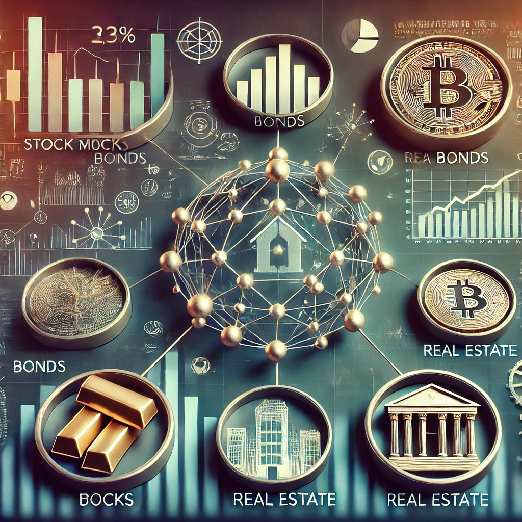 A balanced and diversified investment portfolio with various asset classes, symbolizing strategic risk management